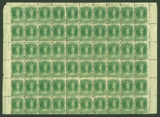 Sg 15 Nova Scotia 1860 - 63.  8½c Yellow - Green.  Fresh Block Of 60.
