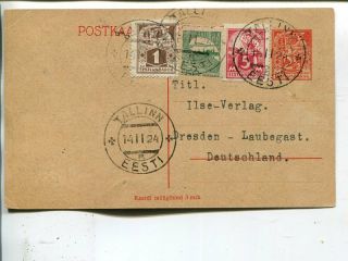 Estonia Uprated Postal Card To Germany 14.  2.  1924