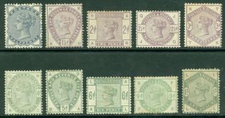 Sg 187 - 196.  ½d To 1/ - Green & Lilac Set.  Fresh With Good Colours.