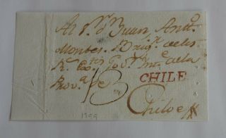 Chile 1799 – Red Mark Chile – Front Of Letter – Governor Montes Chiloe