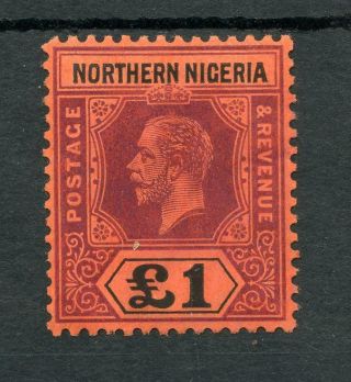 Northern Nigeria 1912 £1 Purple And Black On Red Sg52 Fine Mvlh