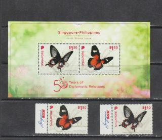 Singapore 2019 Butterflies Insects Fauna Set,  S/s Mnh