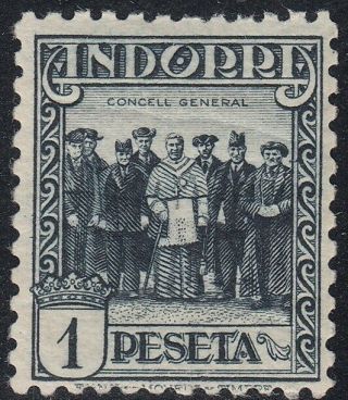 Spanish Andorra 1935 Edifil 41 Dictamen Cem 1 Peseta Spain (ref 7809)