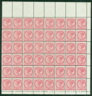 Sg 28 Prince Edward Islands 1870.  2d Rose - Pink Die 1 Marginal Block Of 48.
