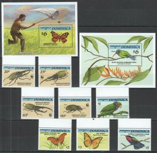 K1388 Dominica Wwf Insects Birds Flora 1808 - 11 Michel 30 € 2bl,  Set Mnh Stamps