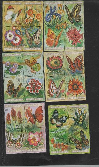 Burundi 435 - 440,  C187 - 92 1973 Flowers & Butterflies Vf Nh O.  G Cto