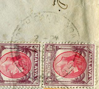 Malaysia 1940 1c Patriotic Fund charity label on envelope Singapore - UK: censored 2