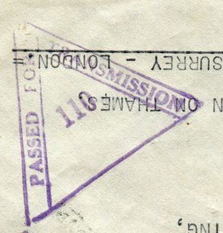 Malaysia 1940 1c Patriotic Fund charity label on envelope Singapore - UK: censored 3