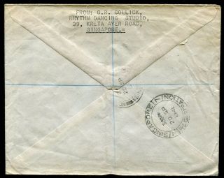 Malaysia 1940 1c Patriotic Fund charity label on envelope Singapore - UK: censored 4
