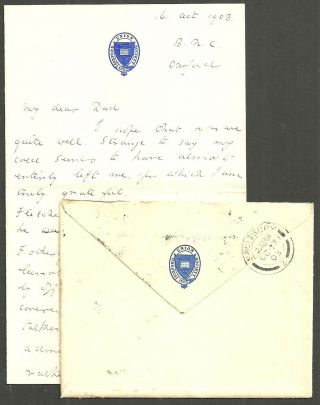 1d Edward Vii Oxford 1903 Oxford Union Society Blue Crest And Letter