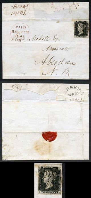 Penny Black (sl) Plate 6 With Tarleton Penny - Post Handstamp On Cover