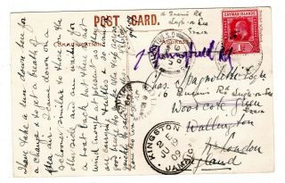 1909 Cayman Islands To Gb Postcard.