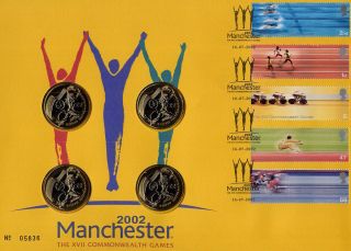 Royal Fdc Commonwealth Games Manchester 2002,  4 X Games £2 Coins Unc