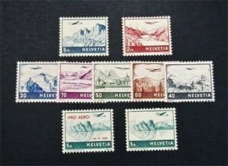 Nystamps Switzerland Stamp C27 - C35 Og H $36