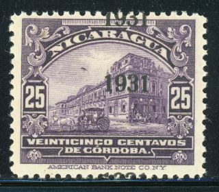 Nicaragua Mlh Specialized: Maxwell 658b 25c Dark Violet Double Ovpt " 1931 " $$$