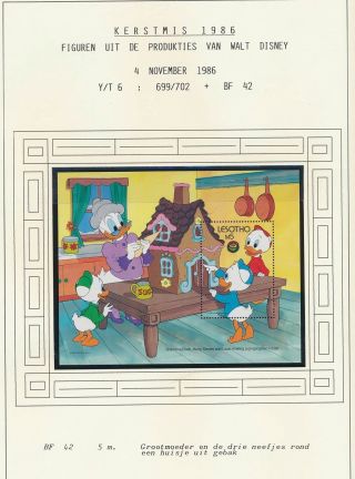 Xb72030 Lesotho 1986 Donald Duck Disney Good Sheet Mnh