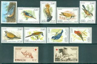 Algeria : Bird Topical.  4 Better Very Fine,  Ogh Complete Sets.  Cat $46