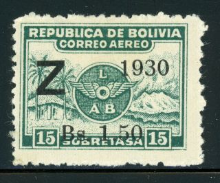Bolivia Mh Selections: Scott C24 1.  50b/15c Lab Zeppelin Schg (1930) Cv$80,