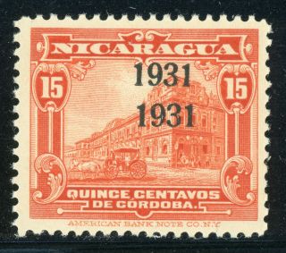 Nicaragua Mlh Specialized: Maxwell 656b 15c Red Orange Double Ovpt " 1931 " $$$