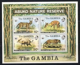 Gambia British Africa 1976 Wwf Sheet Showing Wild African Animals Mnh Vf 100.  00