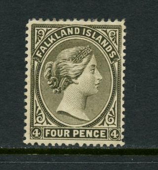 T564 Falkland Islands 1886 Queen Victoria 4p.  Wmk 2 Sideways 1v.  Mlh