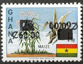 Ghana 1988 Double Surcharged One Inverted M.  N.  H.