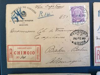 OMG 4 1899 Sequential Registered Portugal Colonial Mozambique Covers To Germany 3