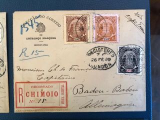 OMG 4 1899 Sequential Registered Portugal Colonial Mozambique Covers To Germany 4