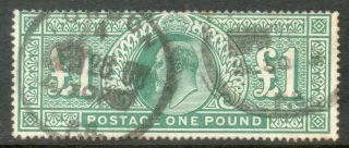 Gb 1902 Ed7th Sg 266 £1 Green Fine Cat £800 (2)