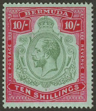 Bermuda 1918 Kgv 10sh Nick In Top Right Scroll Unlisted This Value Sg54var