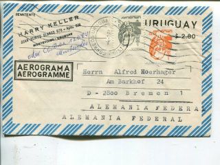 Uruguay Uprated Aerogramme To Germany 1983