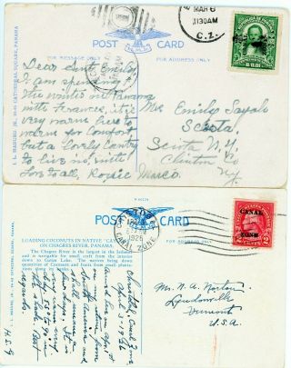 Postal History Canal Zone Scott 60 & 73 on Postcards 2