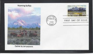 Wyoming Statehood Fdc 1990 Cheyenne,  Wy Only One Made Buffalo Bison