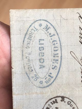 Rare 1867 Portugal Folded Letter Cover Lisbon To Rio De Janeiro Brazil 5