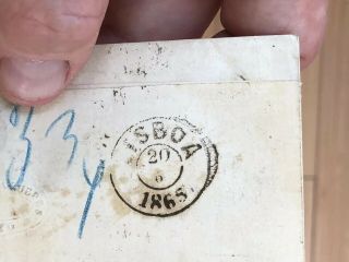 Wow Rare 1860’s Porto Portugal To Stockholm Sweden Postal Cover (480 Reis Rate) 10