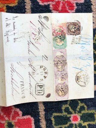 Wow Rare 1860’s Porto Portugal To Stockholm Sweden Postal Cover (480 Reis Rate) 4