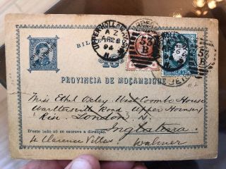 4 Rare 1890’s Portuguese Colonial Mozambique Postal Card PostCard Covers 2