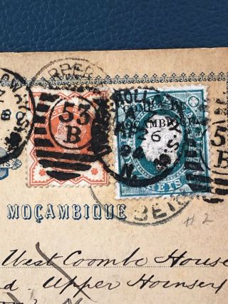 4 Rare 1890’s Portuguese Colonial Mozambique Postal Card PostCard Covers 3