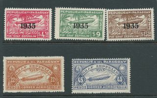 Paraguay Lot Zeppelin Stamps Hinged Fresh