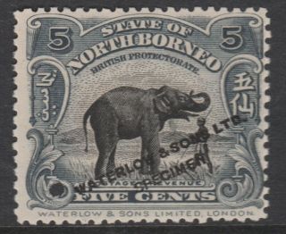 North Borneo (1661) - 1909 Elephant 5c Printer 
