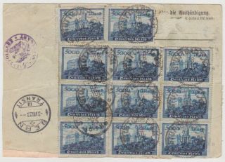 Germany Dr 1923 (28.  7. ) Cpl.  Parcel Card Stuttgart To Switzerland Incl.  15 X Mi 261