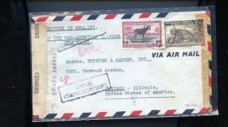 1944 Registered Air Mail Cover Belgium Congo Passed By Censor Co405