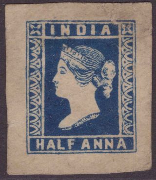 India Litho Qv 1854 ½a Deep Blue Early Essay Un