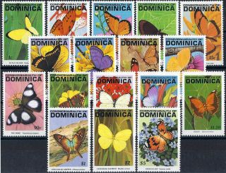 1991/93 " Dominica " Butterflies,  17 Values Vf/mnh Cat 28$ Look