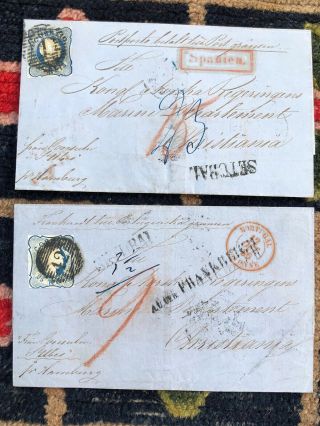 2 Important 1856 Portugal Cover Setubal To Christiania Norway (consulate Office)