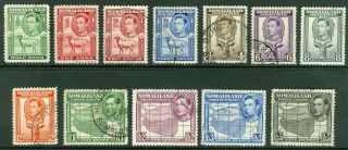 Sg 93/104 Somaliland Protectorate 1938.  ½a - 5r Set Of 12 Values.  Very Fine.