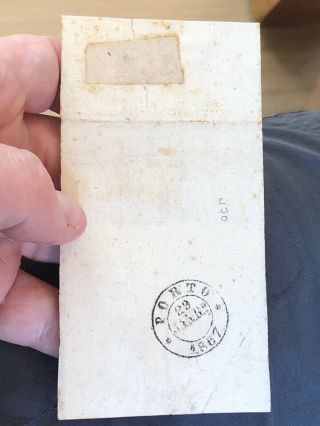 Rare Newspaper Wrapper Cover Lisbon To Mirandella Portugal 1857 W/Die II Stamp 4