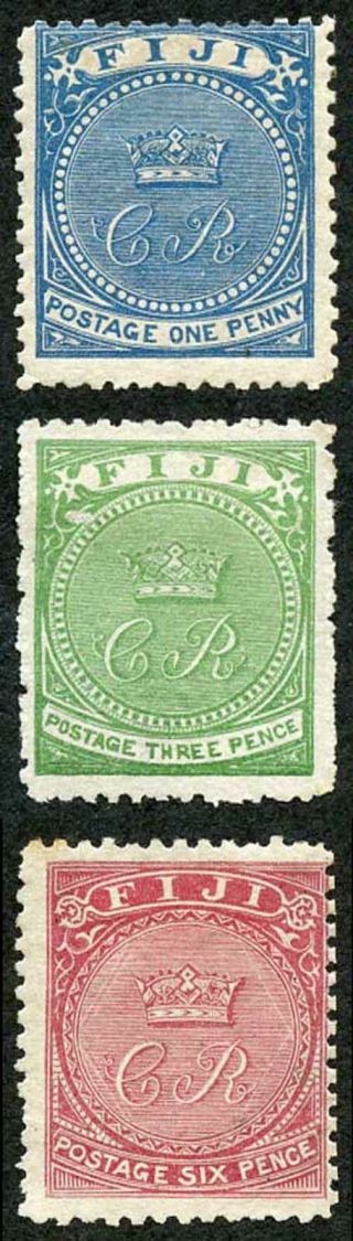 Fiji Sg10/12 1871 Set Of 3 M/mint Fresh Colours