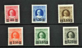 Vatican City Stamps 1934 Rare Surcharged Set Of 6 Sg 35 - Sg 40 H/m (a122)