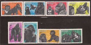 Rwanda 1983 Gorillas - 8 Stamp Set - Scott 1158 - 65 27a - 028